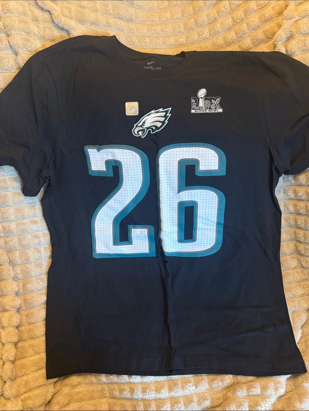 Nike Black Tee with White and Teal Philadelphia Eagles Logo